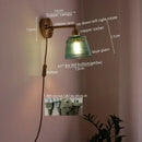 Japanese style led green glass wall light for bedroom brass sconce