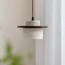 Rustic concrete and wood led hanging lamp dining room pendant