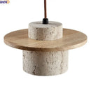 Rustic concrete and wood led hanging lamp dining room pendant