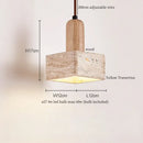 Rustic wood and yellow travertine led hanging lamps for dining room