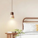 Rustic wood and yellow travertine led hanging lamps for dining room