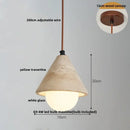 DecorBites™ LED Hanging Light Fixture Yellow Travertine Nordic Wire Adjustable Pendant Lamp