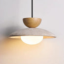 DecorBites™ LED Hanging Pendant Light Mid-Century Modern Yellow Travertine Wood Living Room