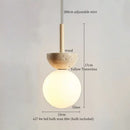 DecorBites™ LED Hanging Pendant Light Mid-Century Modern Yellow Travertine Wood Living Room