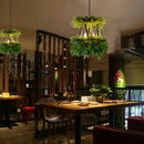 Modern geometric black led hanging plants chandelier living room