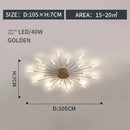 Modern gold starburst led indoor ceiling light for bedroom