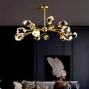Branching gold crystal led indoor chandelier lighting dining room