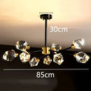 Branching gold crystal led indoor chandelier lighting dining room