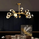 Branching gold crystal led indoor chandelier lighting dining room