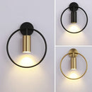 Minimalist gold circular led indoor wall lamp bedroom sconce