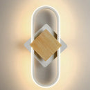 Modern oval wood decorbites led indoor wall light bedroom sconce
