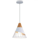 Minimalist white and wood led industrial pendant lamp for living room
