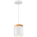 Minimalist white and wood led industrial pendant lamp for living room