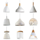 Minimalist white and wood led industrial pendant lamp for living room