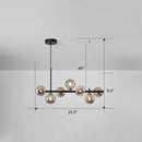 Postmodern smoke grey glass globe chandelier dining room light