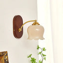 Vintage brass and wood led japanese style wall lights bedroom lamp