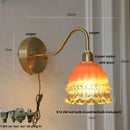 Modern pink glass jellyfish wall lamp bedroom brass light