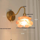 Modern pink glass jellyfish wall lamp bedroom brass light
