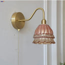 Modern pink glass jellyfish wall lamp bedroom brass light