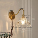 Modern pink glass jellyfish wall lamp bedroom brass light