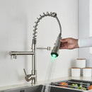 DecorBites™ LED Kitchen Faucet Pull Down Mixer Tap Hot Cold Water Vessel Sink Brass