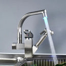 Modern stainless steel led kitchen faucet with pull out sprayer