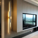 Modern gold and black long wall lamp for living room