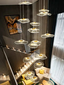 DecorBites™ LED Lotus Leaf Staircase Chandelier: Modern Design for Hotel Lobby, Kitchen & Villa