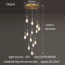 Modern gold teardrop led luxury chandelier for living room