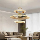 Modern gold & white mesh ring chandelier living room luxury lamp