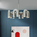 Modern gray led macaron pendant chandelier – dining room u shape light