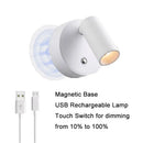 Modern white led magnetic wall light bedroom touch dimmable lamp
