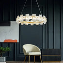 Modern gold led marble chandelier for living room
