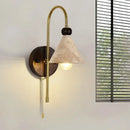 Modern brass and wood marble wall light bedroom sconcex
