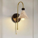 Modern brass and wood marble wall light bedroom sconcex