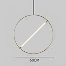 Minimalist gold circular metal pendant light for dining room
