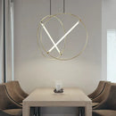 Minimalist gold circular metal pendant light for dining room