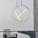 Minimalist gold circular metal pendant light for dining room