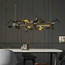 Modern abstract gold & dark bronze led metal pendant light dining room