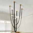 Modern red leather and brass led minimalist chandelier living room