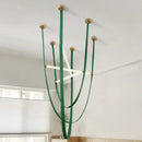 Modern red leather and brass led minimalist chandelier living room