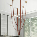 Modern red leather and brass led minimalist chandelier living room