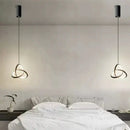 Modern black led minimalist pendant light – living room ring chandelier