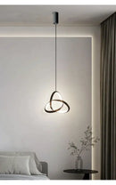 Modern black led minimalist pendant light – living room ring chandelier