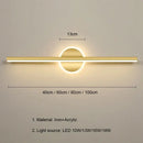 Modern gold & black led mirror light wall lamp bathroom sconce