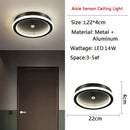 Modern black circular led motion sensor ceiling light for bedroom