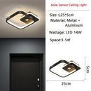 Modern black circular led motion sensor ceiling light for bedroom