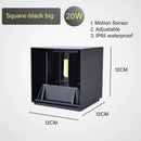 Modern black & gold motion sensor wall lamp outdoor sconce