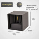 Modern black & gold motion sensor wall lamp outdoor sconce