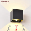 Modern black & gold motion sensor wall lamp outdoor sconce